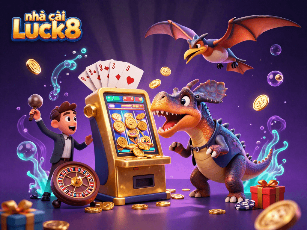 Experience excitement at nhà cái Luck8 with a jackpot winning pachycephalosaurus and casino chaos.