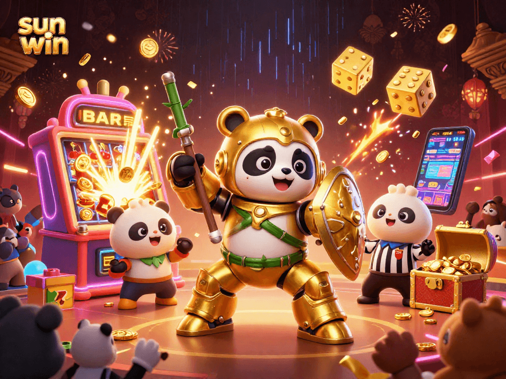 Experience the excitement of sun win with a dynamic 3D casino scene featuring captivating game elements.