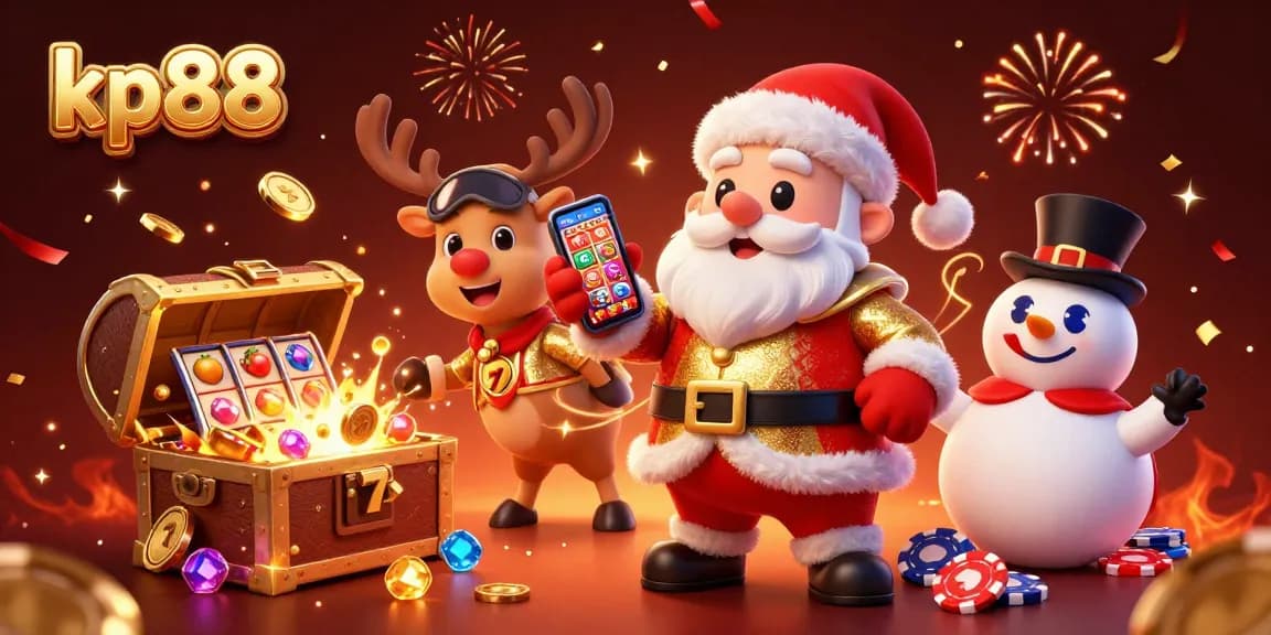 Engage in fun kp88 online sports betting with a festive 3D casino illustration.