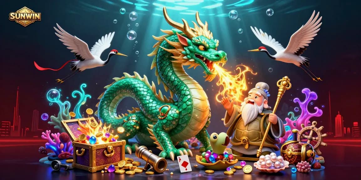 SUNWIN invites users to experience vibrant gaming action with a fantasy dragon and engaging casino elements.