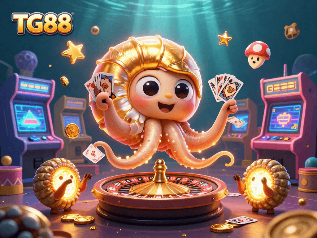 Experience the excitement of TG88 with vibrant 3D casino characters and dynamic gambling elements.
