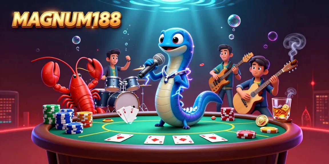 Experience the vibrant gaming world of MAGNUM188 with dynamic characters and intense casino action.
