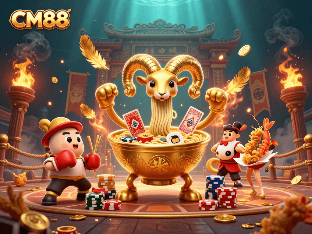 Engage in thrilling gaming at CM88 with captivating characters and dynamic casino elements.