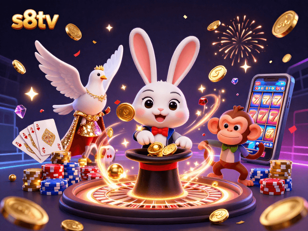 S8TV transforms your betting experience with exciting visuals and engaging characters in this stunning illustration.