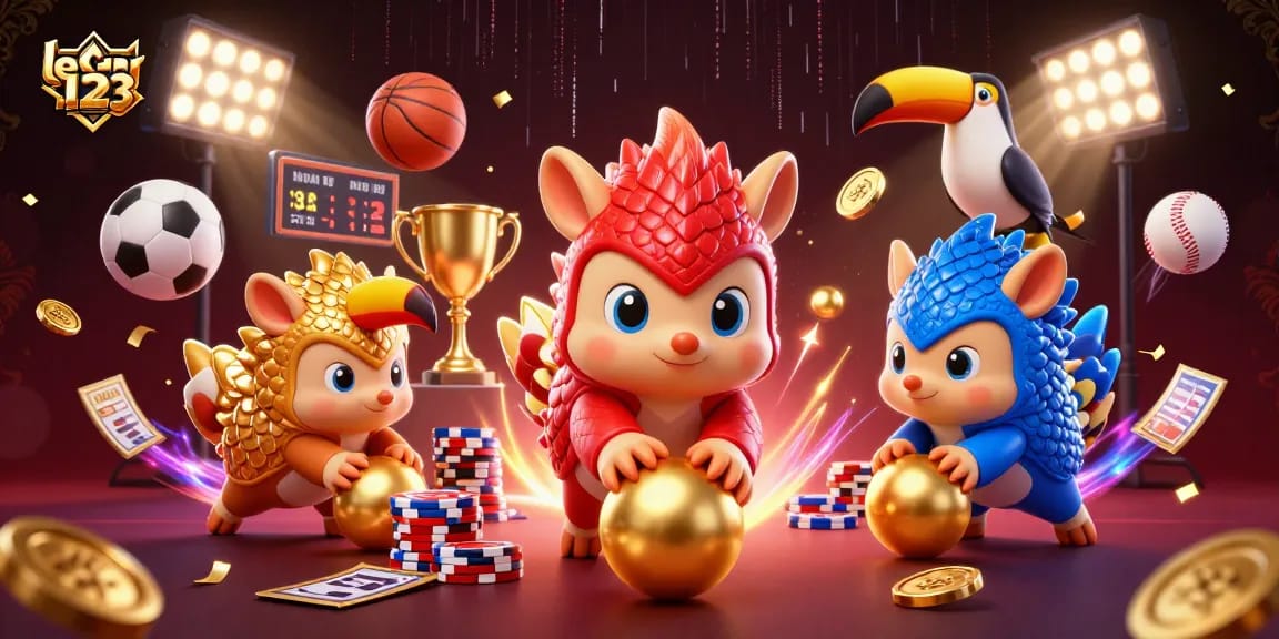 Engage with leci123 as rival pangolins compete in a vibrant casino fantasy scene.