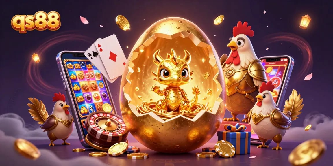 Spin your way to riches with qs88's vibrant online gaming scene featuring gold characters and gaming rewards.