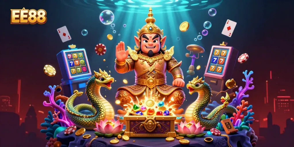Experience the vibrant excitement of EE88 with underwater treasures and lively casino themes.