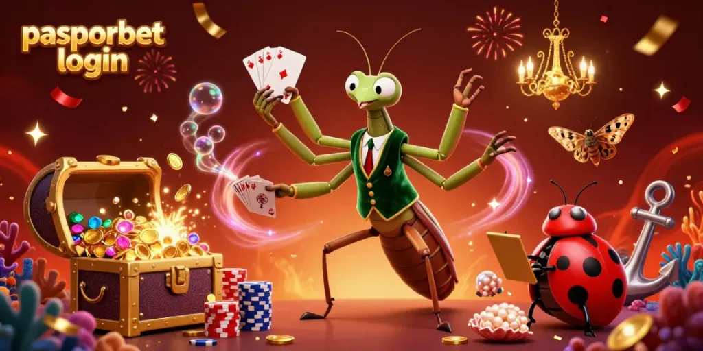 Ilustrasi 3D menarik yang menampilkan pasporbet login dalam suasana kasino yang meriah.