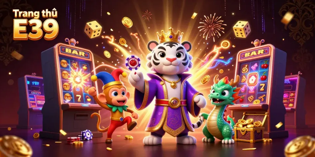 Experience thrilling gameplay at Trang chủ E39, highlighted by an enchanting casino scene.