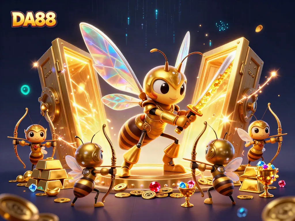 Engage in thrilling DA88 gameplay surrounded by treasure and dynamic casino elements.