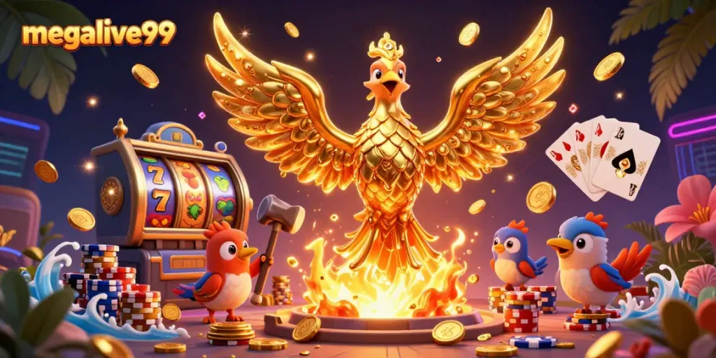 Menangkan jackpot dengan megalive99, lihat ilustrasi phoenix emas di kasino online!