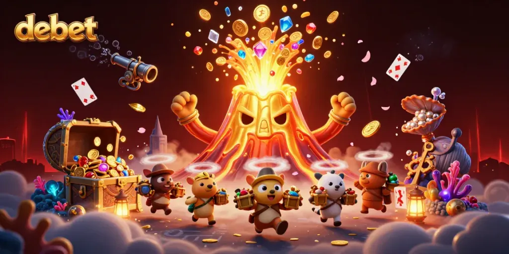 Engage with debet in a vibrant 3D casino illustration showcasing treasure, excitement, and adventure.
