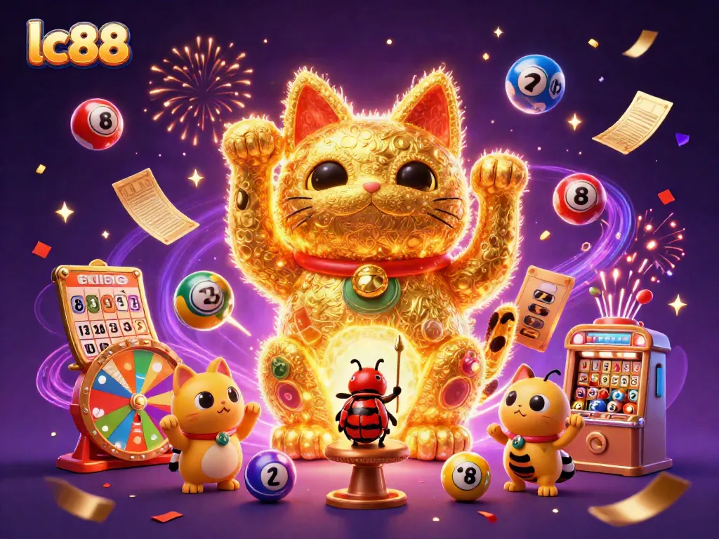 Engage with the dynamic casino scene of lc88 featuring vibrant characters and symbols.