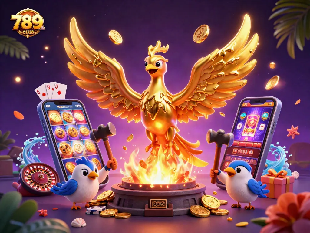 Earn wins at 789CLUB with a vibrant, dynamic casino scene featuring winning elements.