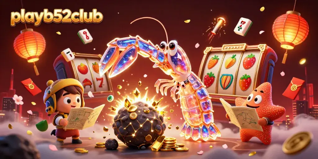 Experience thrilling wins at playb52club with vibrant 3D casino action scene.