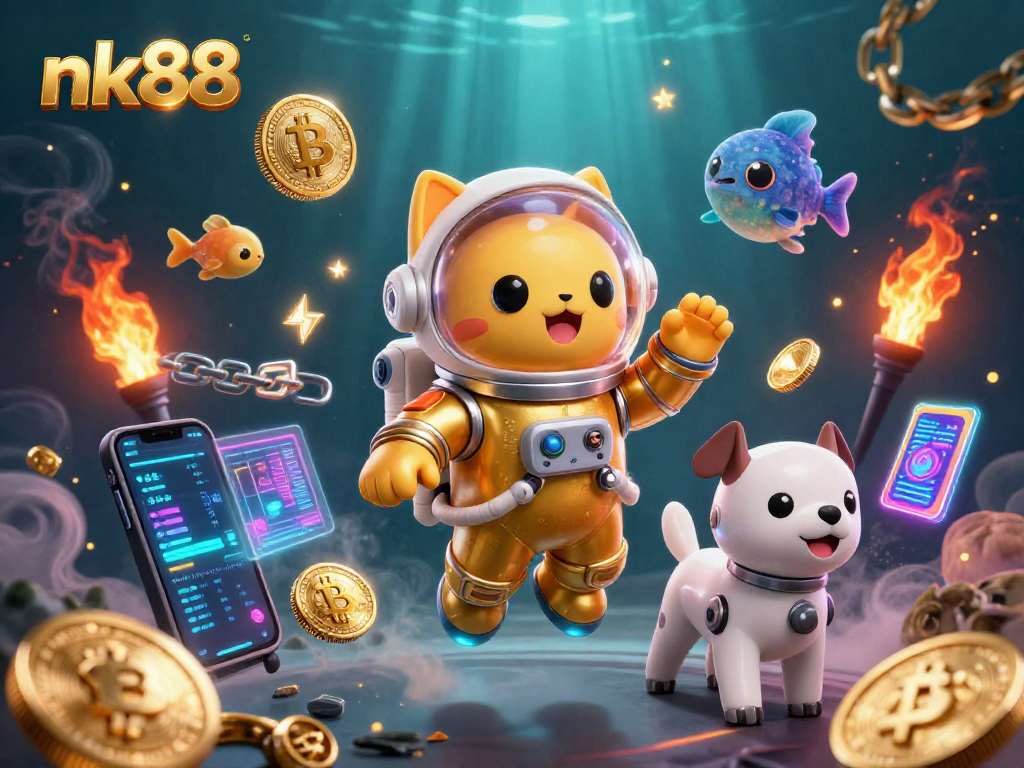 Bet on nk88 with dynamic games featuring vibrant coins and characters in an underwater casino scene.