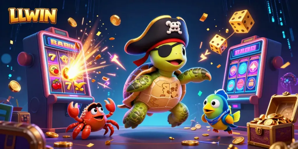 Experience high-stakes fun with LLWWIN at a dynamic casino scene featuring exciting gaming elements.
