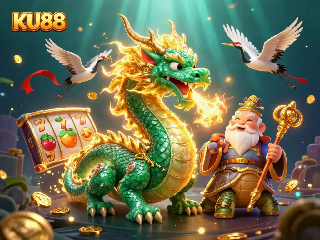 Experience the thrills of KU88 with vibrant slot machines, dragons, and dynamic game elements.