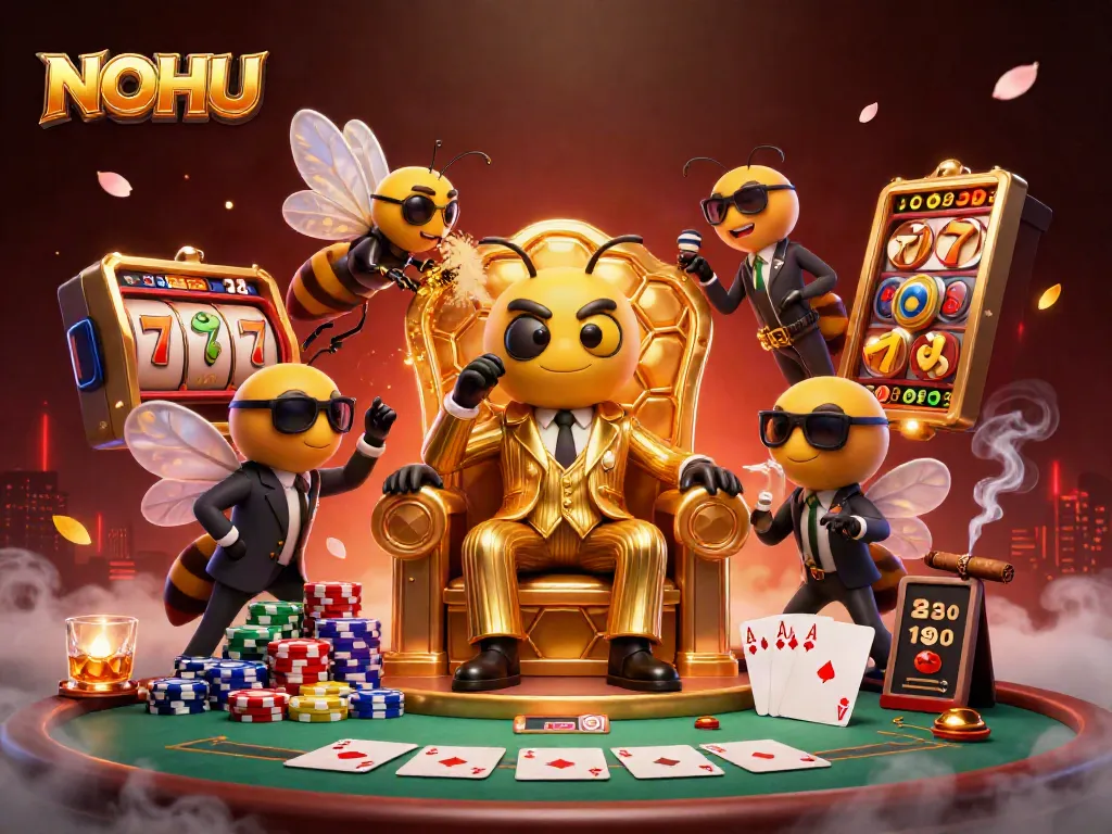 Engage in thrilling NOHU slot gameplay with vibrant characters and casino elements.