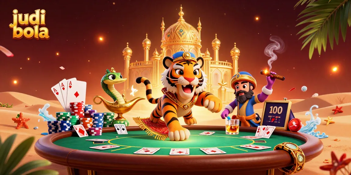 Engage in judi bola with a thrilling scene showcasing a tiger sultan and casino elements.