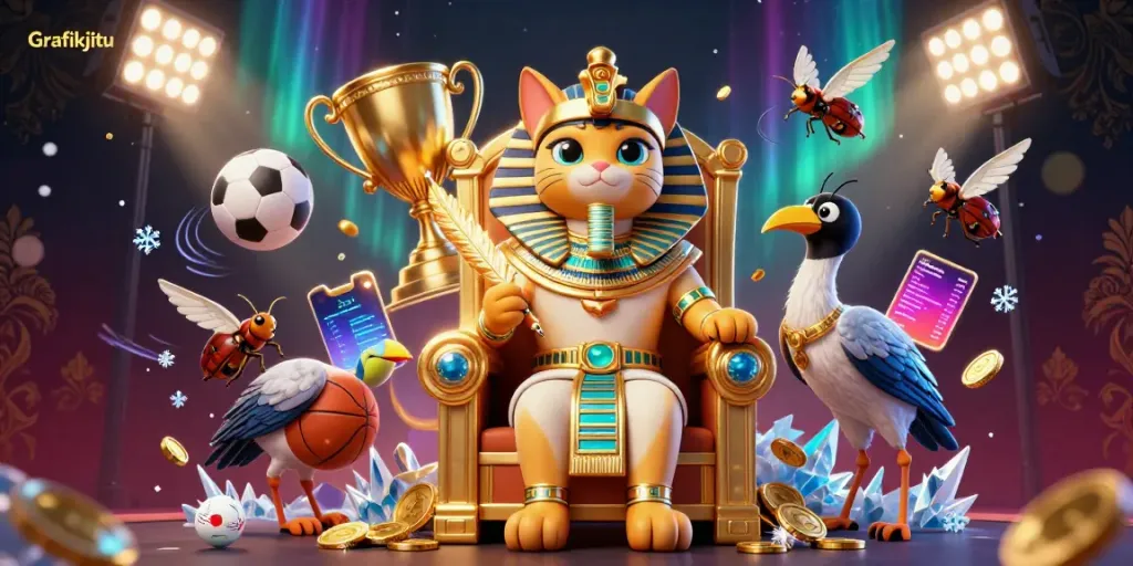 Experience Grafikjitu with immersive sporting elements, showcasing dynamic 3D characters in an engaging casino scene.