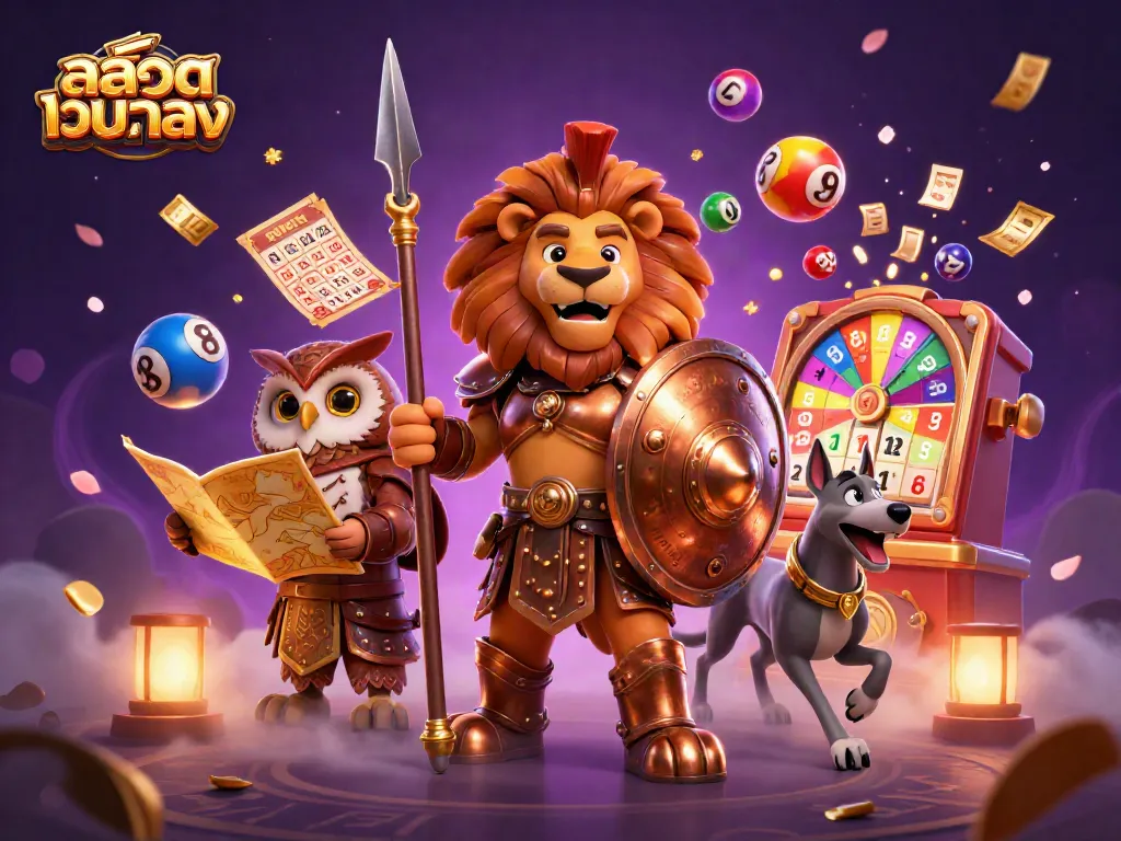 Experience thrilling jackpots at สล็อตเว็บตรง with dynamic lottery-themed 3D illustration.