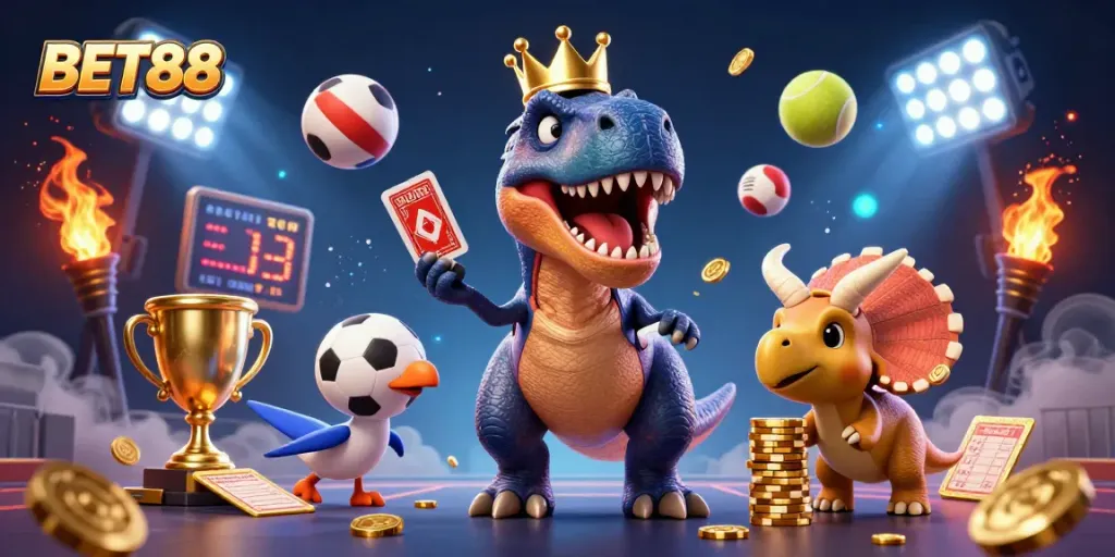 BET88 tham gia vào những trò chơi hấp dẫn với những nhân vật hoạt hình độc đáo trong một sòng bạc 3D đầy màu sắc.