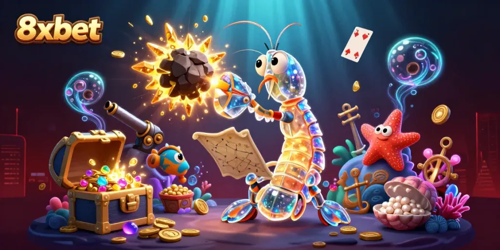 Engage in thrilling gaming adventures at 8xbet with dynamic visuals of treasure and excitement.