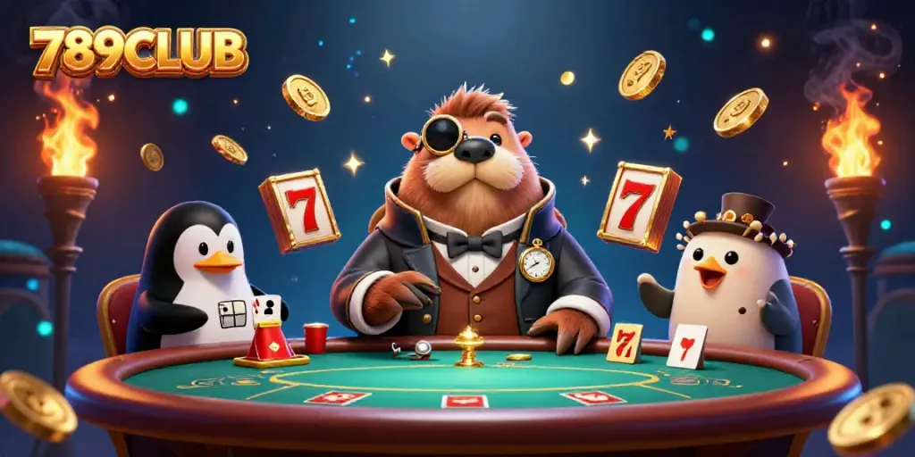 Experience the thrill of 789CLUB with an underwater poker game featuring a jolly walrus and his friends.
