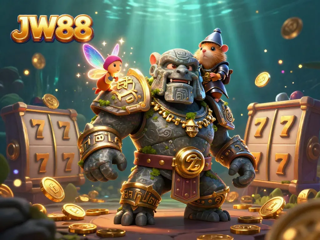 Experience the fun of JW88 with vibrant slot games and animated characters, showcasing excitement and magic.