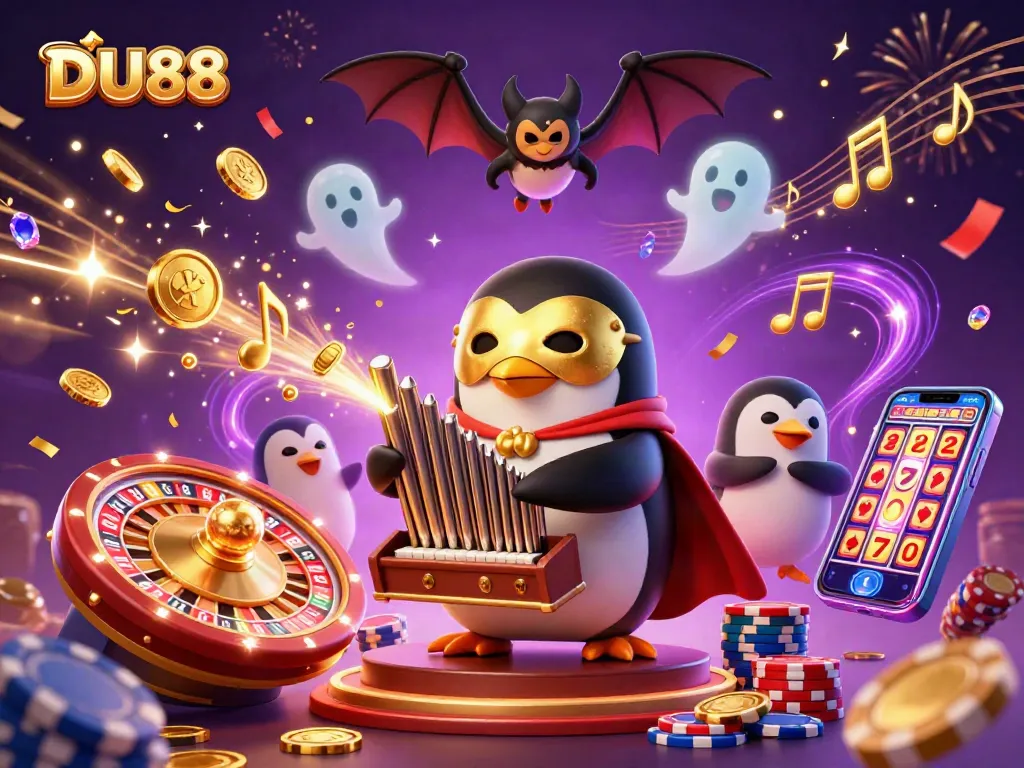 Engage in exhilarating gambling with DU88's dynamic 3D illustration featuring exciting casino elements.