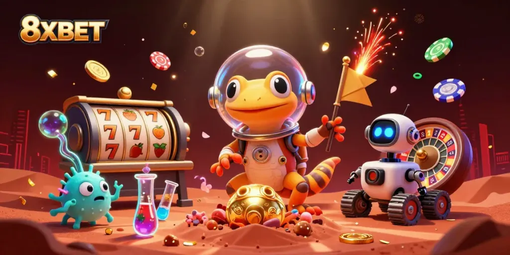 Enter the thrilling world of 8XBET where a Martian gecko uncovers a hidden casino adventure.