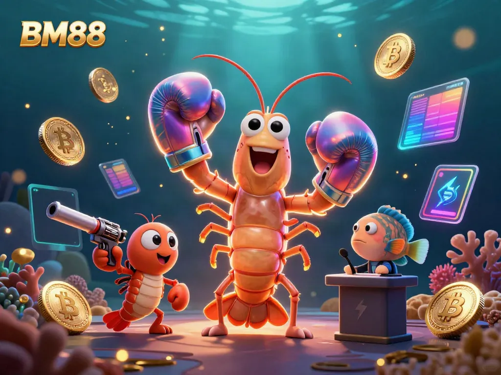 Engage with BM88 in a vibrant casino scene showcasing characters and crypto gameplay elements.