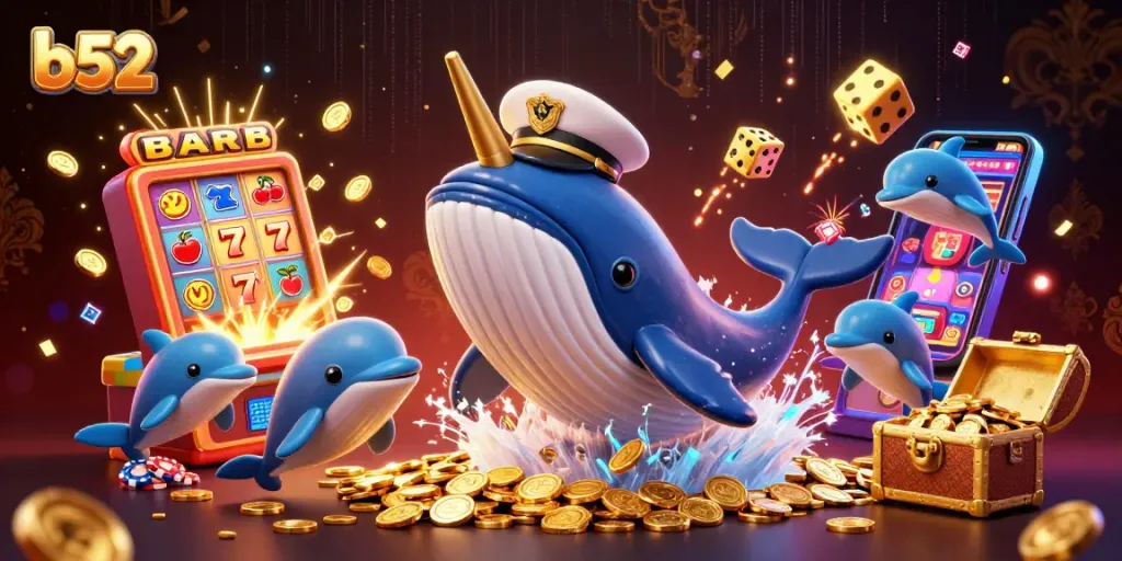 Engage with b52 casino excitement featuring a whale and jackpot thrills.