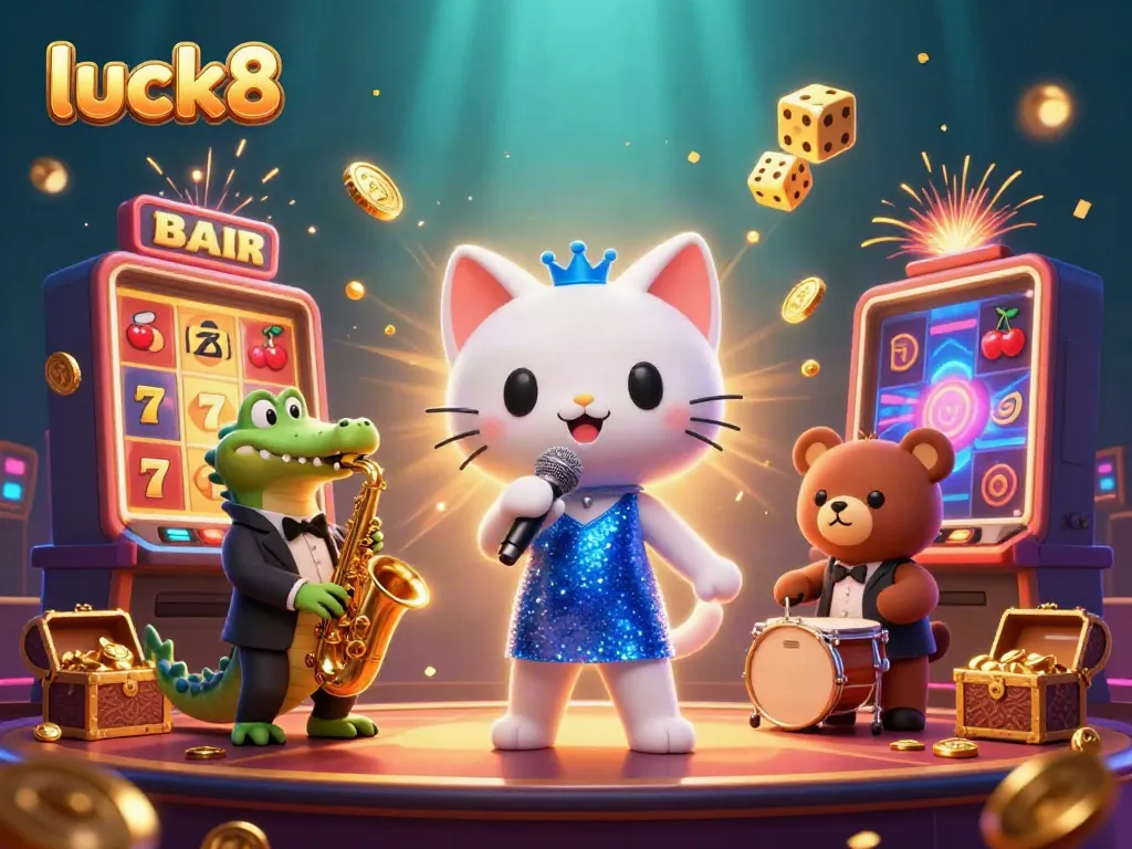 Experience the excitement of luck8 with vibrant casino characters and winning symbols.