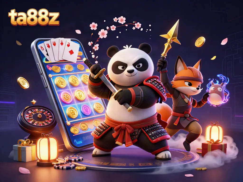 Engage with ta88z's immersive 3D casino adventure featuring colorful game elements and lively characters.