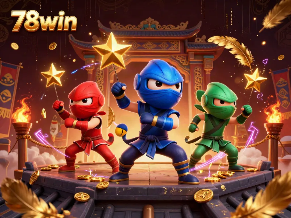 Experience exciting 78win online gaming with ninja chameleons in action-packed gambling scene.
