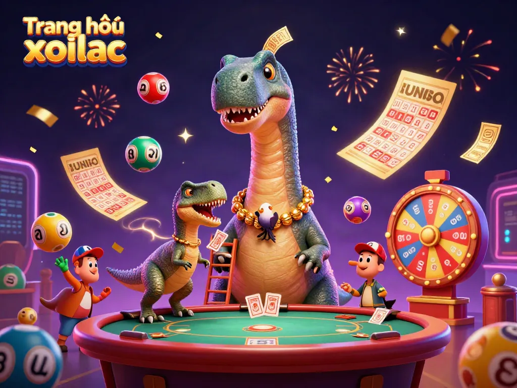 Engage in thrilling action at Trang chủ xoilac with colorful lottery balls flying in a vibrant casino scene.