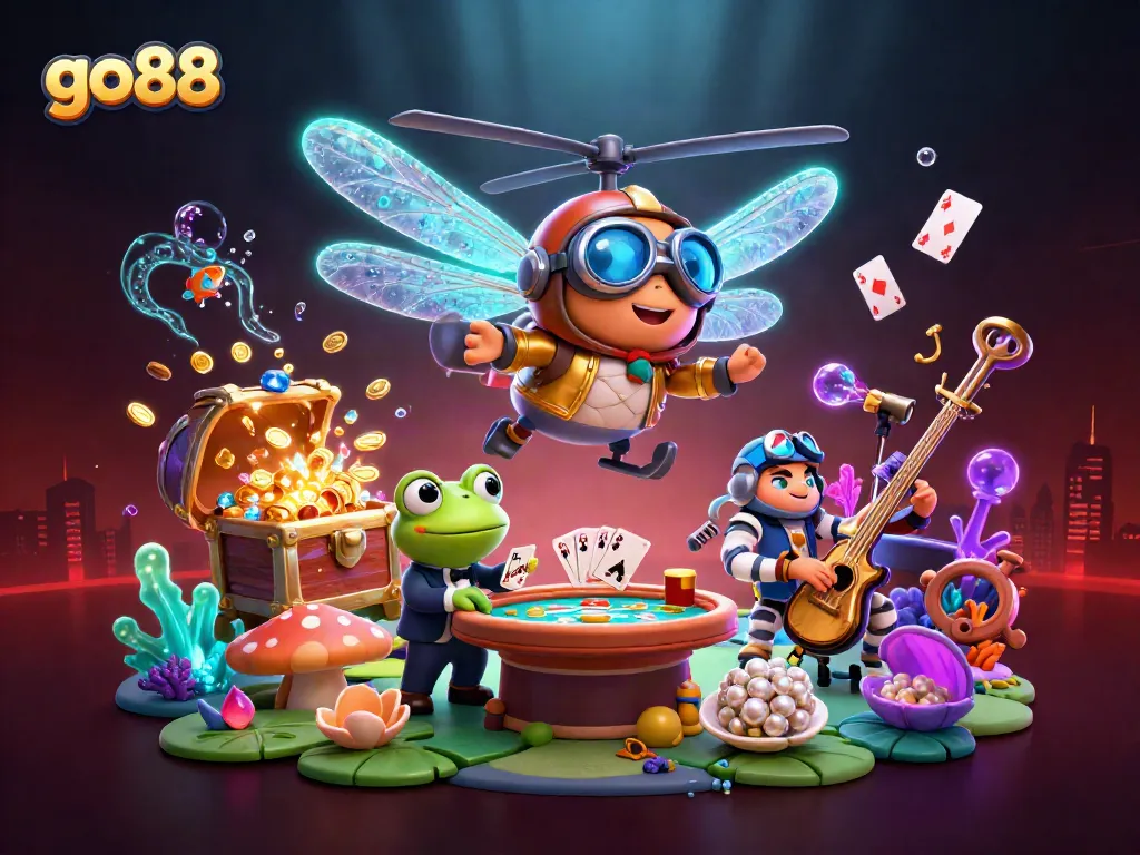 Experience thrilling gameplay at go88 with a vibrant underwater casino scene featuring animated characters.