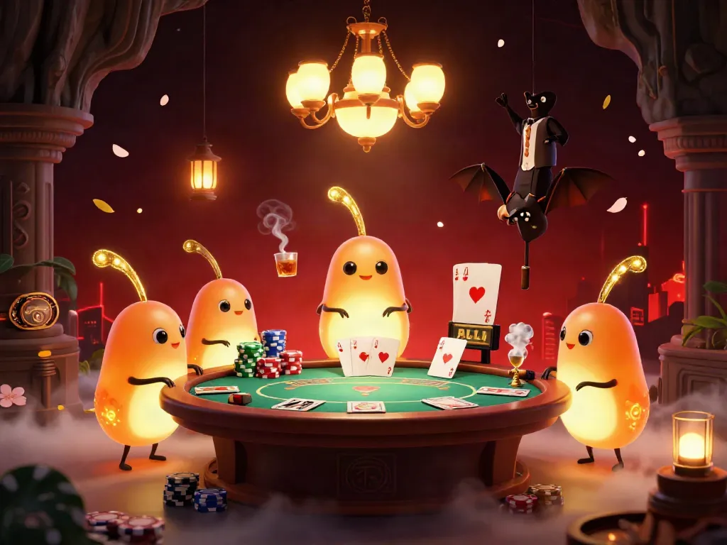 Luck8 players immerse in a vibrant cave casino atmosphere filled with glowworms illuminating the gaming action.