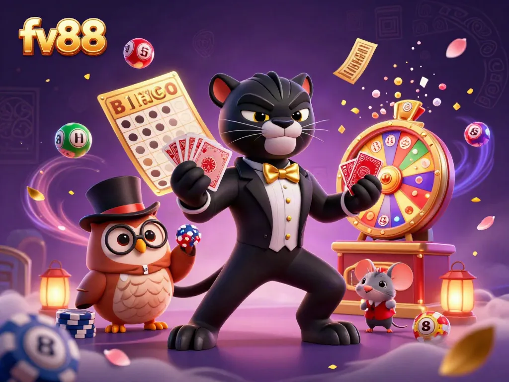 Experience thrilling gaming at fv88 with stylish characters in an exciting casino scene.