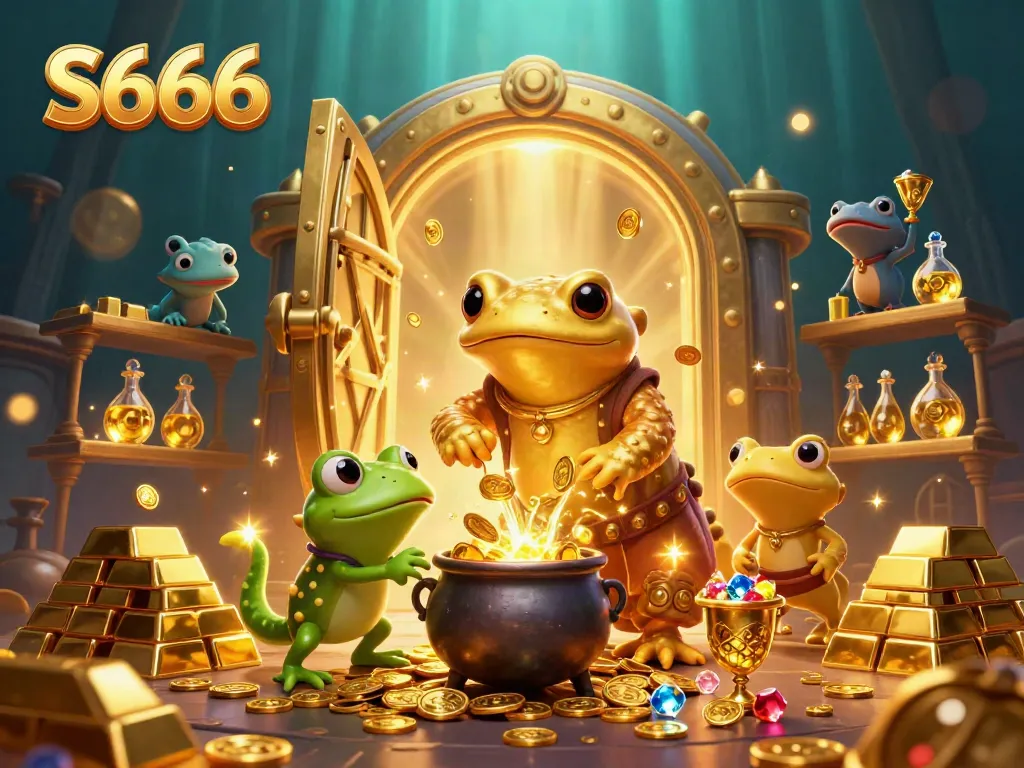 S666 spins gold with a magical alchemist, immersing players in a vibrant casino experience.