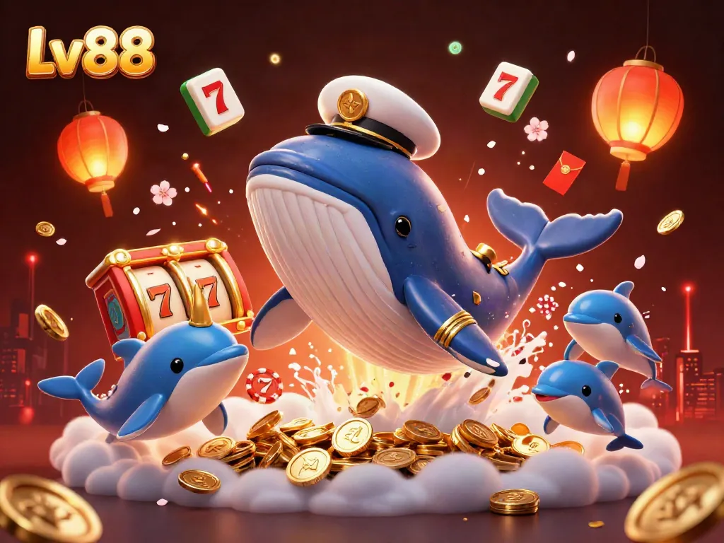 Experience thrilling gameplay at Lv88 with playful dolphins and a captivating whale in action!