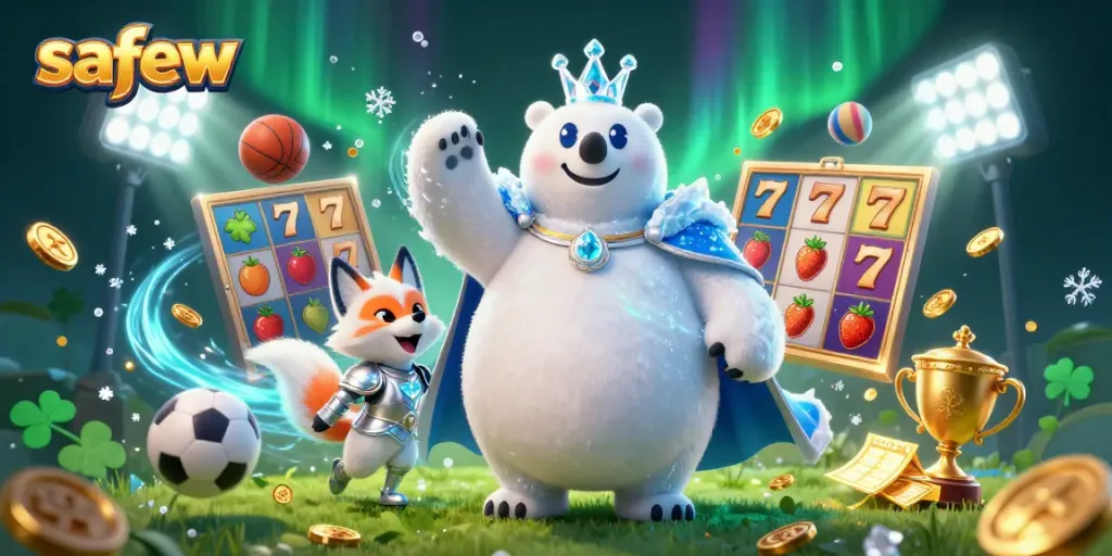 Engage with safew's immersive gambling world featuring an ice king bear and dynamic slot games.
