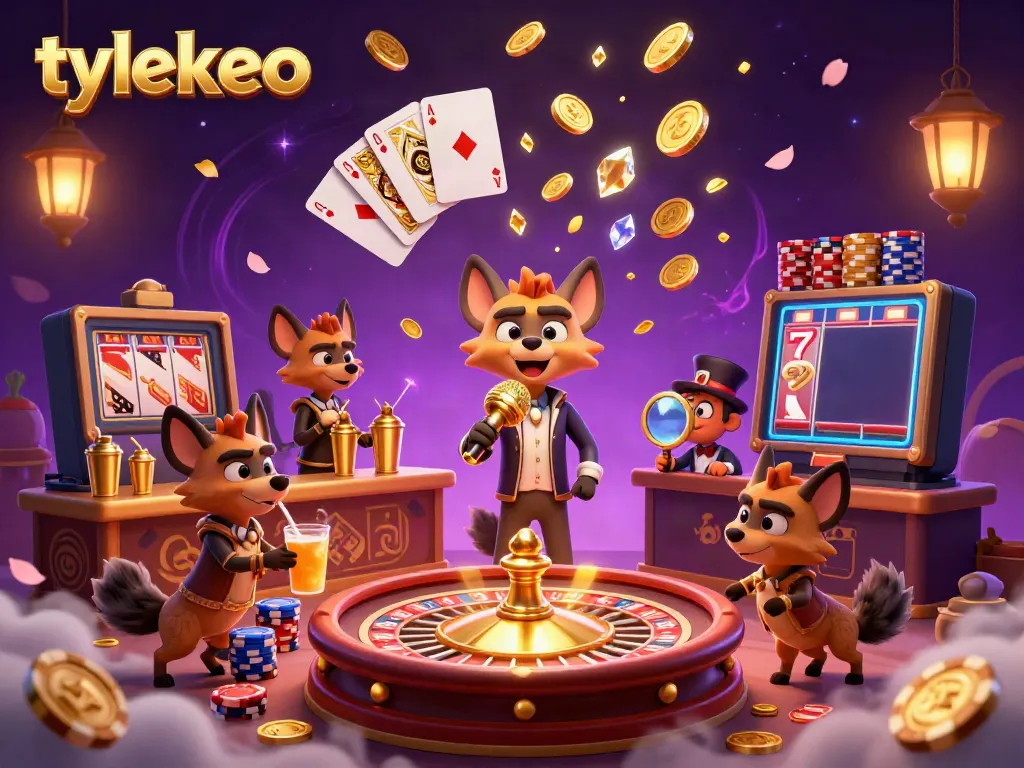 Experience lively gambling at tylekeo with comedy hyenas, sparkling gems, and golden coins.