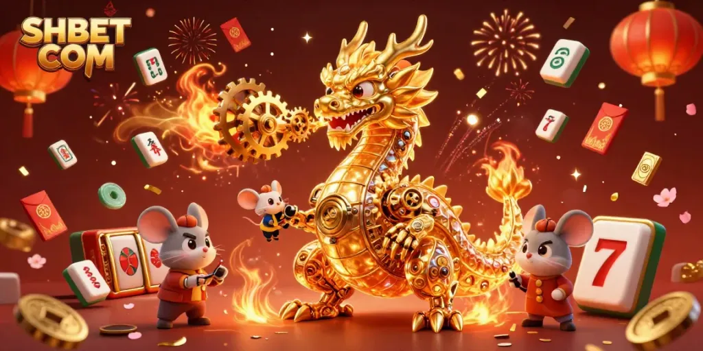Engage with thrilling gaming at SHBET COM featuring golden dragon and vibrant casino elements.