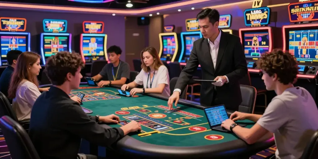 Engaged players at H19's live casino, enjoying interactive games with professional dealers.
