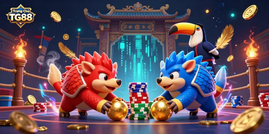 Experience thrilling gameplay at Trang Chủ TG88 with dynamic pangolins in a vivid casino showdown.