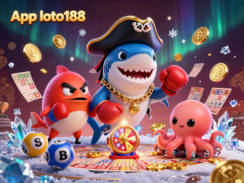 Experience the excitement of the App loto188 lottery with colorful characters and digital elements in this vibrant illustration.