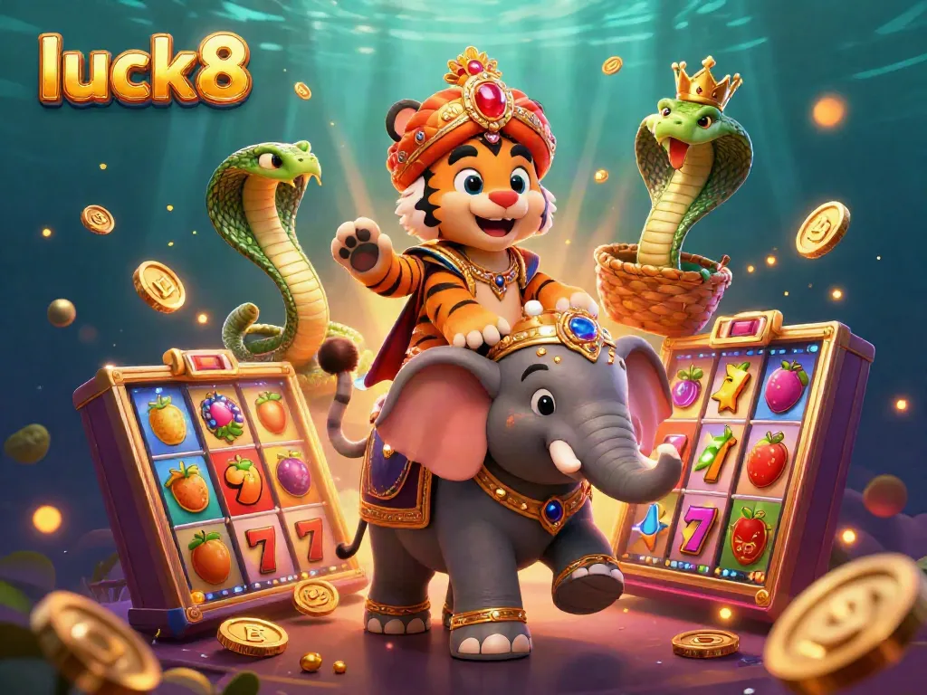 Experience the thrill of slots and jackpots at Luck8 with vibrant visuals and dynamic 3D characters.